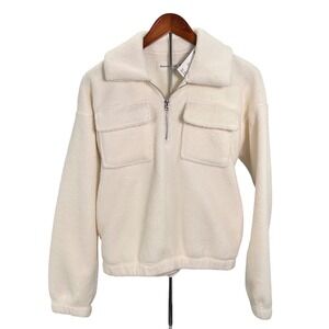 Abercrombie Kids Cream Sherpa Faux Fur Half Zip Fleece Pullover Sweatshirt 15/16